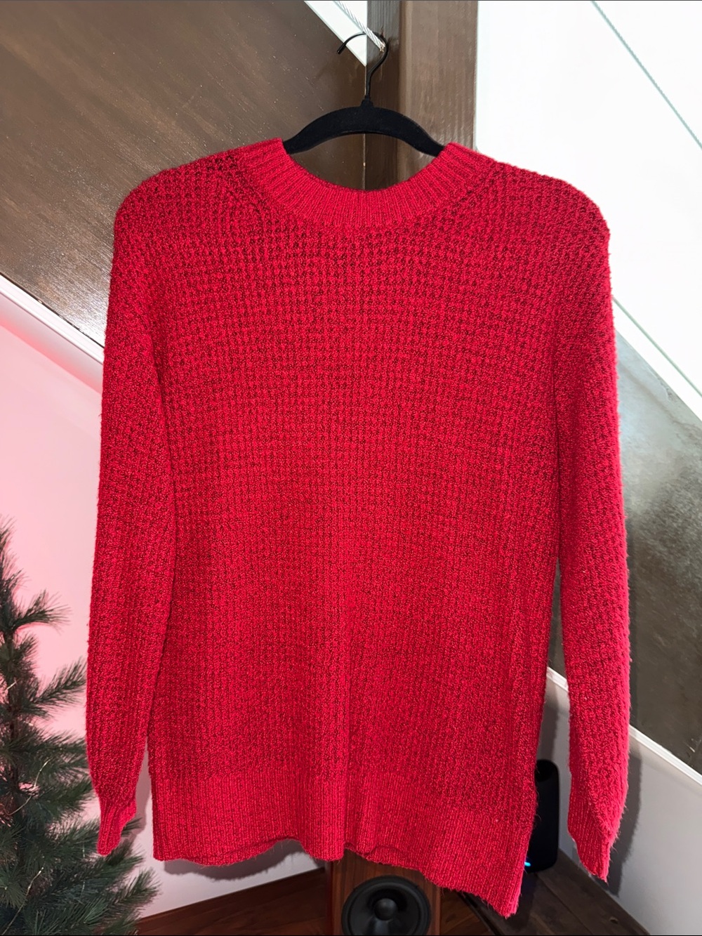 American Eagle Outfitters Red Crewneck Knit Sweater
